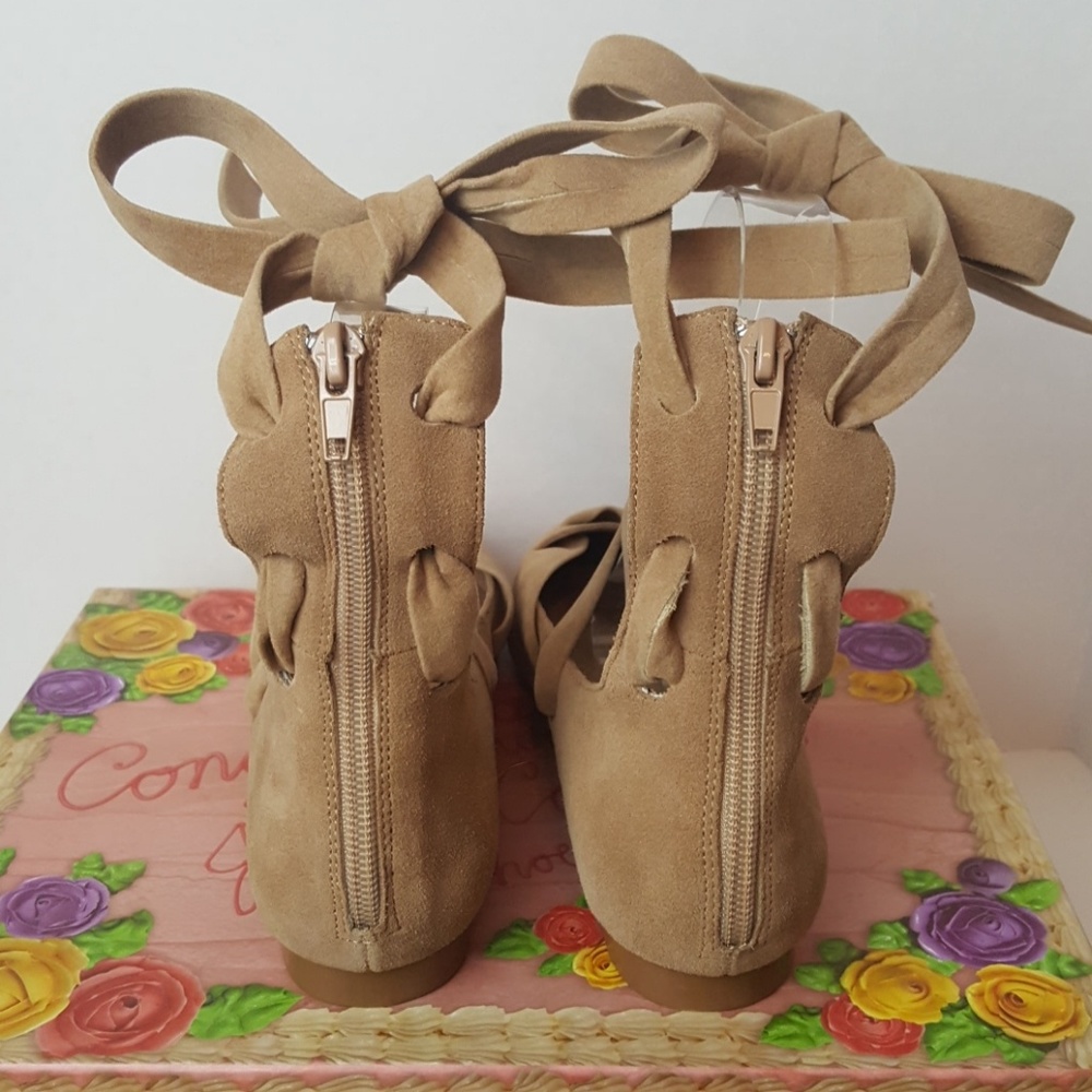 LAST CHANCE! CLOSET CLOSING! Jeffrey Campbell Susy-hi nude suede lace-up flats - Picture 3 of 8